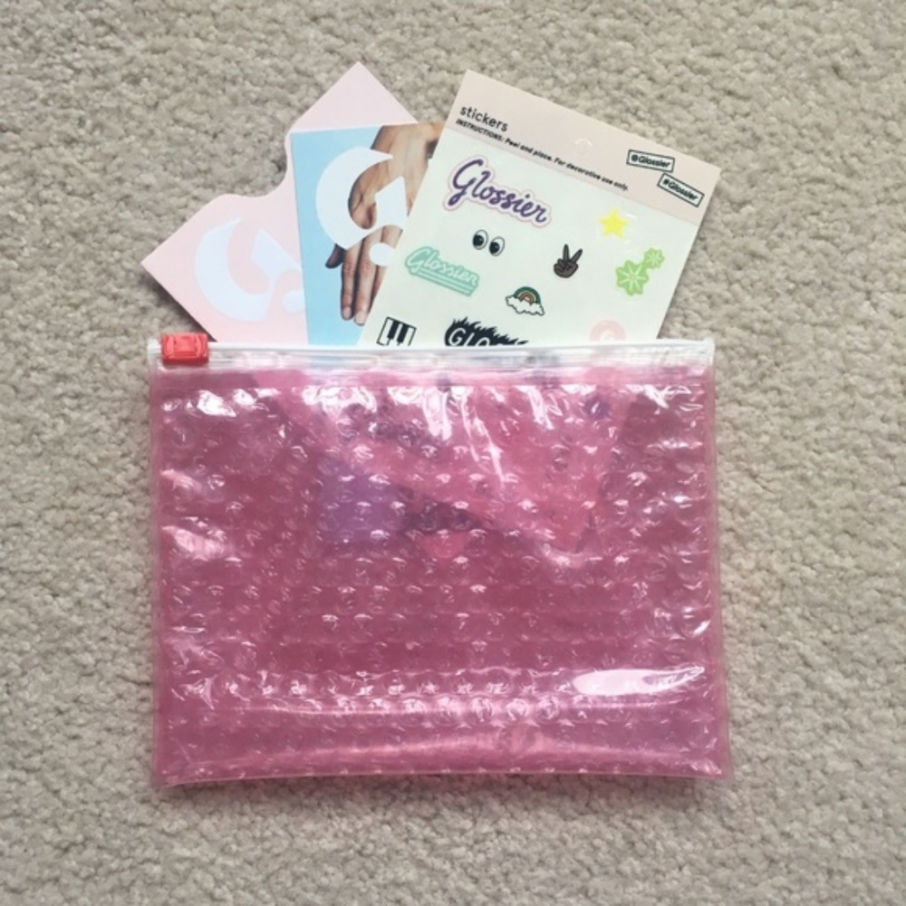 [NEW] Glossier Pouch and Sticker Bundle